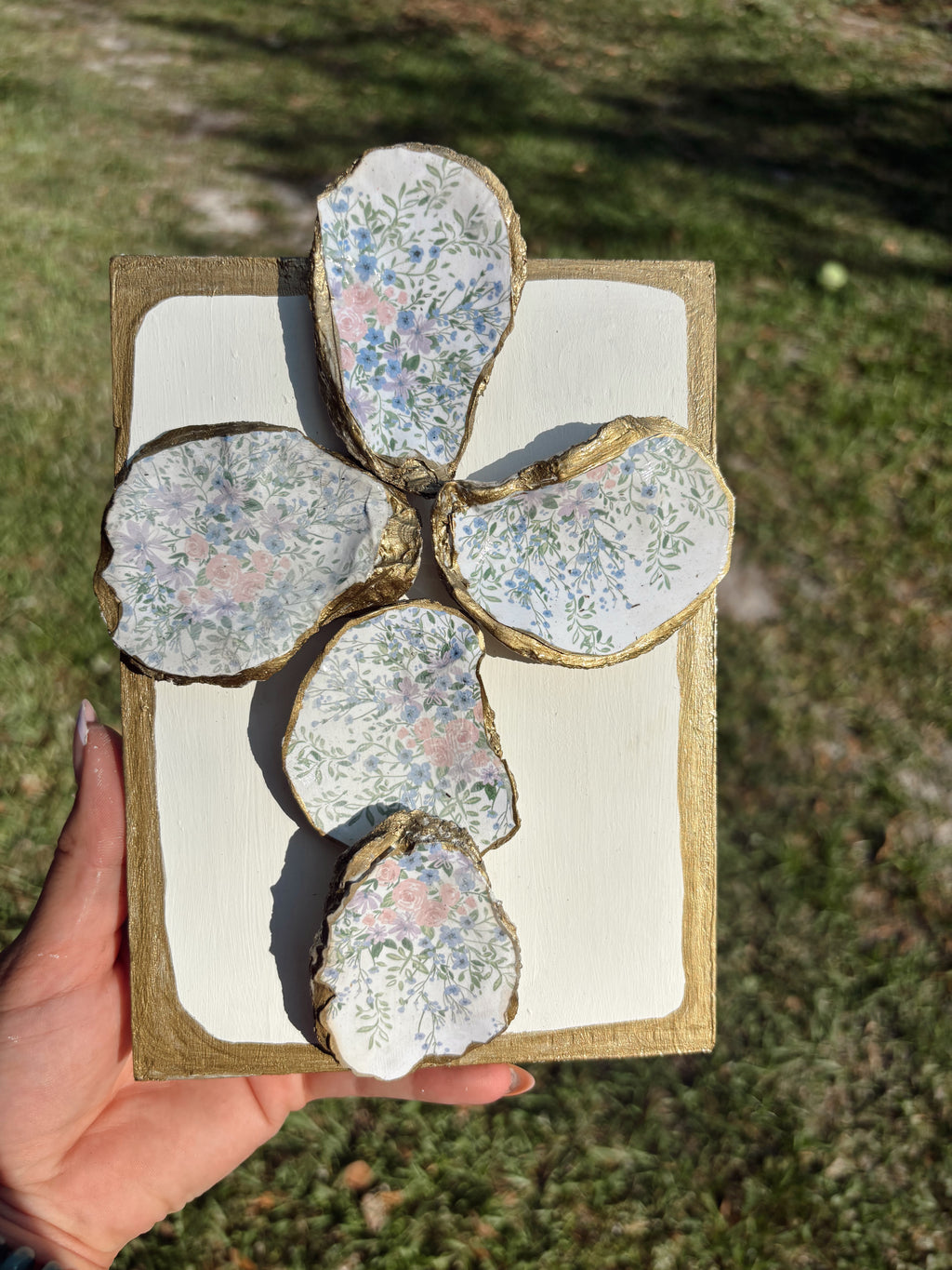 Flower/gold cross